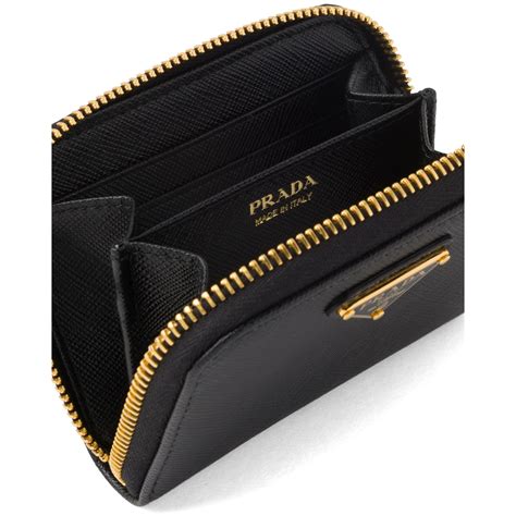 prada 6 slot card holder saffiano leather gold|saffiano leather Prada wallet.